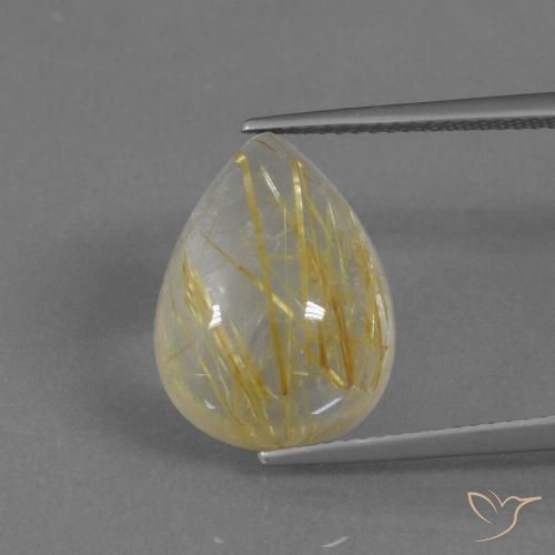 9.34ct Naturale Giallo terroso Quarzo rutilo, Forma a pera, Trasparente