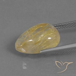 Quarzo rutilo Giallo terroso naturale da 9.34 ct, Forma a pera, Trasparente