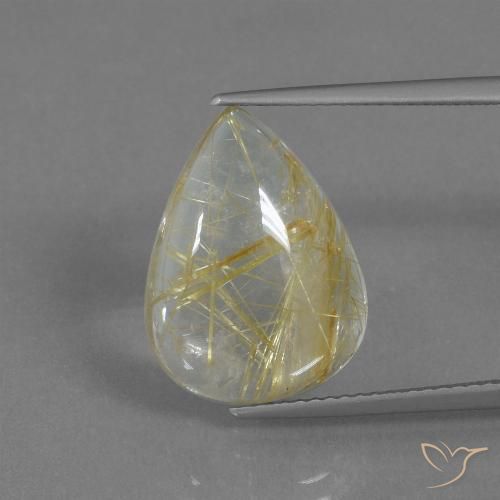 7.83ct Naturale Giallo Toscana Quarzo rutilo, Forma a pera, Trasparente