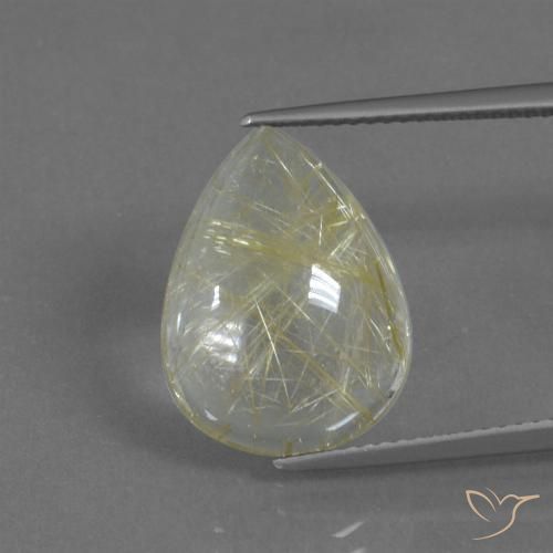 8.27ct Naturale Giallo banana Quarzo rutilo, Forma a pera, Trasparente