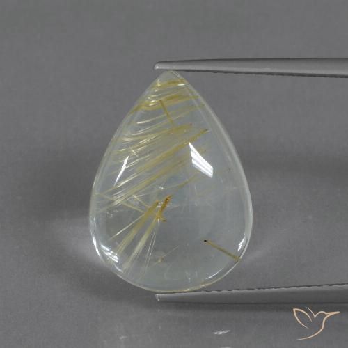 8.51ct Naturale Giallo terroso chiaro Quarzo rutilo, Forma a pera, Trasparente