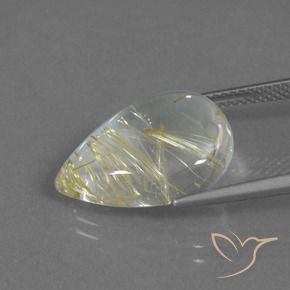 Quarzo rutilo Giallo terroso chiaro naturale da 8.51 ct, Forma a pera, Trasparente