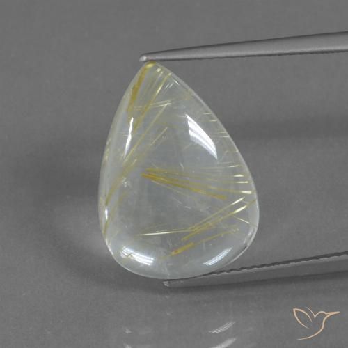 8.42ct Naturale Giallo terroso chiaro Quarzo rutilo, Forma a pera, Trasparente