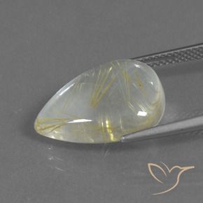 Quarzo rutilo Giallo terroso chiaro naturale da 8.42 ct, Forma a pera, Trasparente