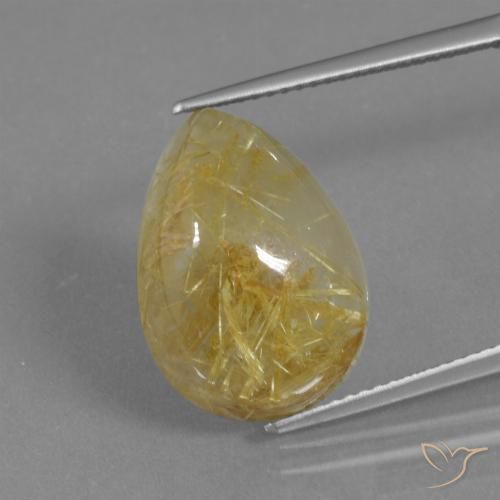 12.62ct Naturale Giallo caldo Quarzo rutilo, Forma a pera, Traslucido