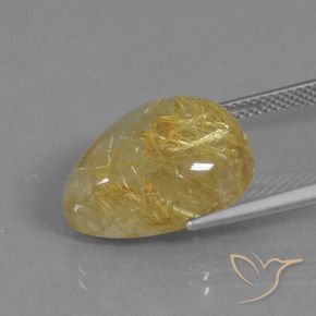 Quarzo rutilo Giallo caldo naturale da 12.62 ct, Forma a pera, Traslucido