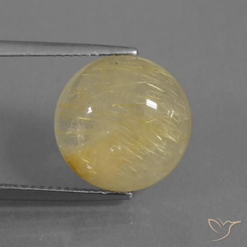 9.40ct Naturale Giallo pallido Quarzo rutilo, Rotondo, Trasparente