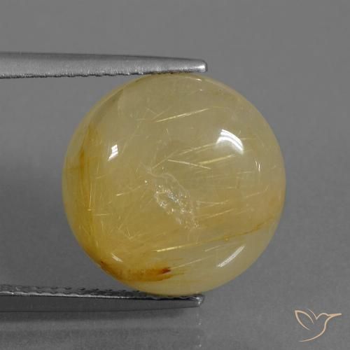 9.37ct Naturale Giallo terroso Quarzo rutilo, Rotondo, Trasparente