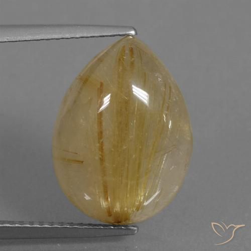 9.64ct Naturale Marrone Chiaro Quarzo rutilo, Forma a pera, Trasparente