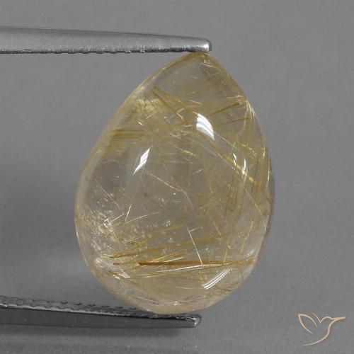 9.18ct Naturale Marrone Dorato Molto Chiaro Quarzo rutilo, Forma a pera, Trasparente