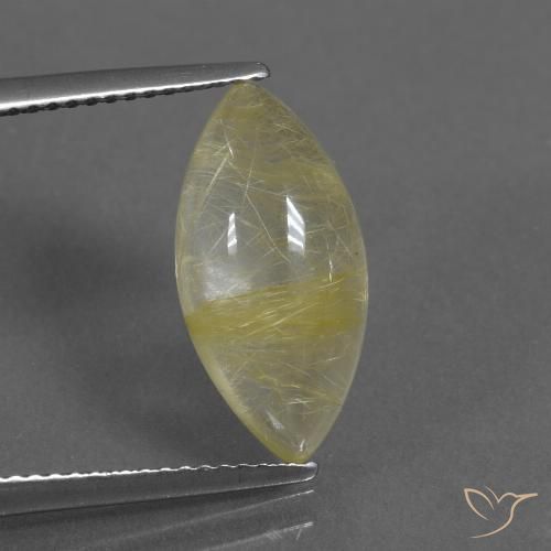 5.01ct Naturale Giallo terroso chiaro Quarzo rutilo, Taglio marquise, Trasparente