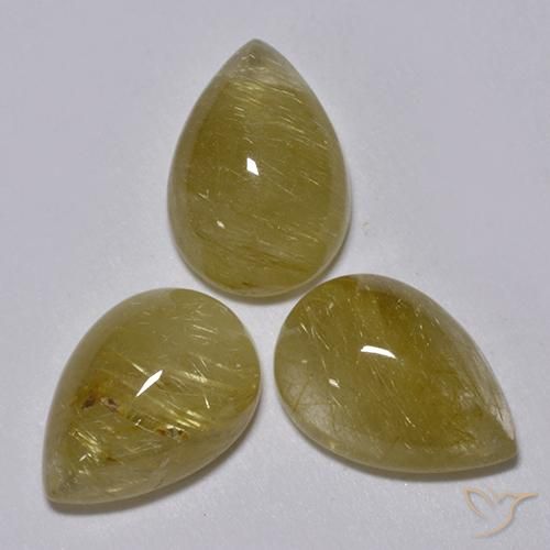 Gemme di Quarzo rutilo Marrone Dorato Molto Chiaro naturale da 6.32 ct, Forma a pera, Traslucido