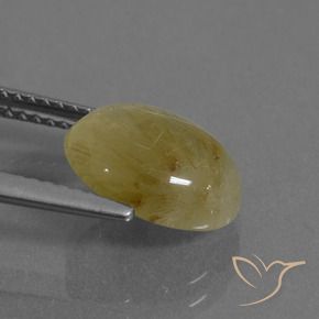 Quarzo rutilo Bombo Giallo naturale da 3.22 ct, Ovale, Trasparente