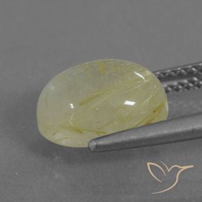 Quarzo rutilo Giallo medio naturale da 3.38 ct, Ovale, Traslucido