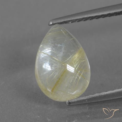 2.51ct Naturale Giallo pallido Quarzo rutilo, Forma a pera, Trasparente