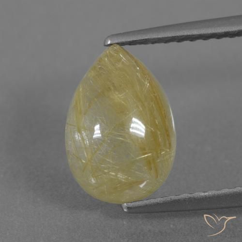 3.05ct Naturale Giallo medio Quarzo rutilo, Forma a pera, Trasparente