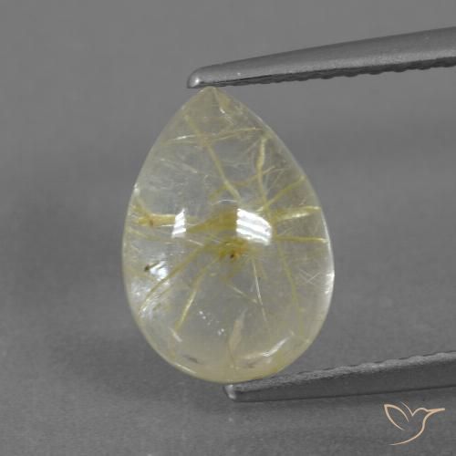 2.76ct Naturale Giallo chiaro Quarzo rutilo, Forma a pera, Trasparente