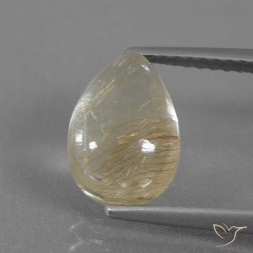 2.61ct Naturale Giallo dorato Quarzo rutilo, Forma a pera, Trasparente