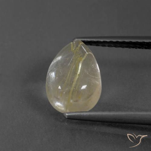 2.58ct Naturale Giallo chiaro Quarzo rutilo, Forma a pera, Trasparente