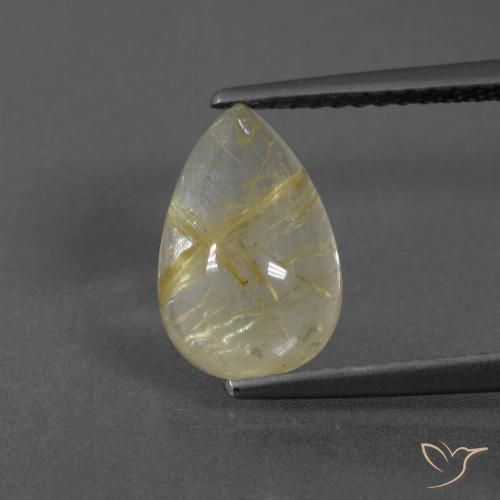 2.61ct Naturale Giallo terroso Quarzo rutilo, Forma a pera, Trasparente