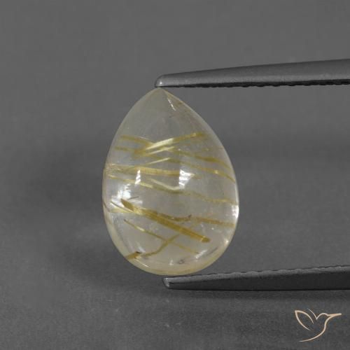 2.97ct Naturale Giallo terroso Quarzo rutilo, Forma a pera, Trasparente