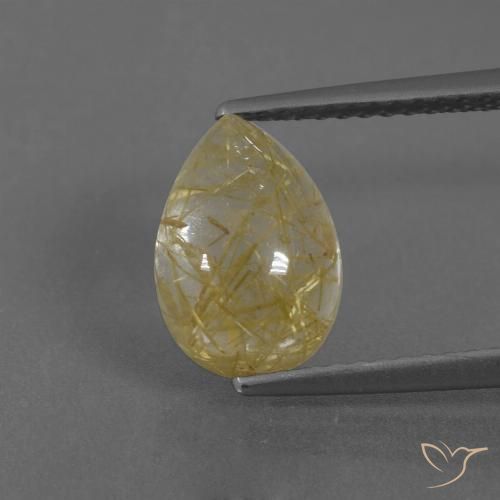 2.94ct Naturale Giallo caldo Quarzo rutilo, Forma a pera, Trasparente