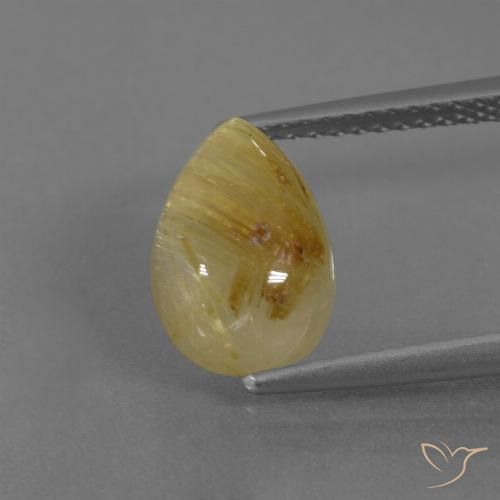 3.17ct Naturale Giallo di Digione Quarzo rutilo, Forma a pera, Traslucido