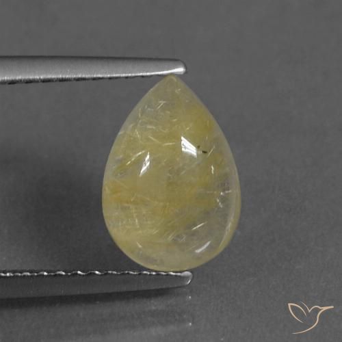 2.36ct Naturale Giallo chiaro Quarzo rutilo, Forma a pera, Trasparente