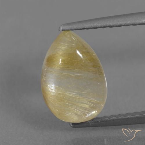 2.74ct Naturale Giallo Digione chiaro Quarzo rutilo, Forma a pera, Trasparente