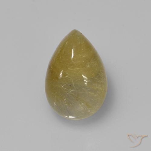2.14ct Naturale Giallo terroso Quarzo rutilo, Forma a pera, Trasparente