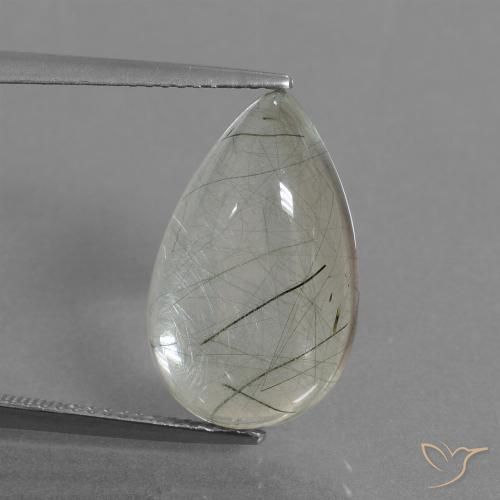9.20ct Naturale Cancella con inclusione Quarzo rutilo, Forma a pera, Trasparente
