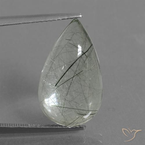 9.75ct Naturale Verde chiaro Quarzo rutilo, Forma a pera, Trasparente