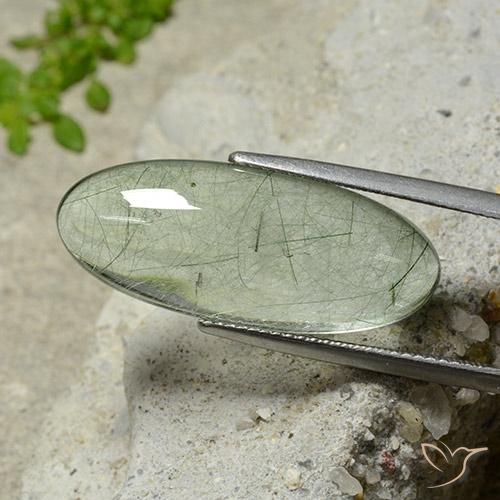 13.24ct Naturale Verde chiaro Quarzo rutilo, Ovale, Trasparente