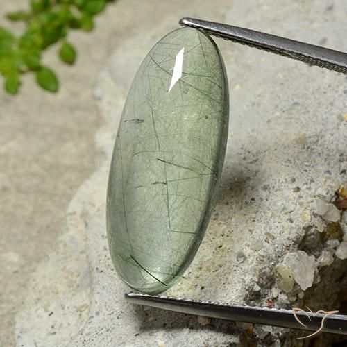 Quarzo rutilo Verde chiaro naturale da 13.24 ct, Ovale, Trasparente