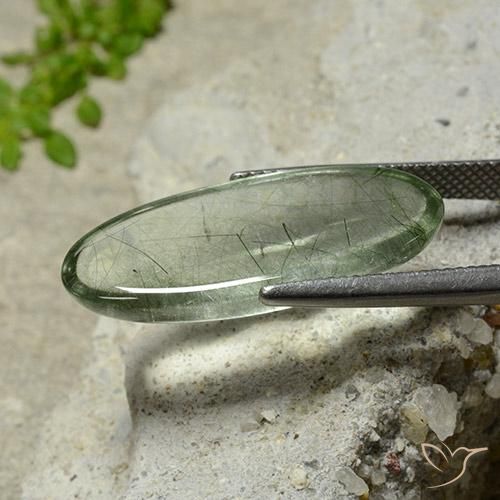 Quarzo rutilo Verde chiaro naturale da 13.24 ct, Ovale, Trasparente