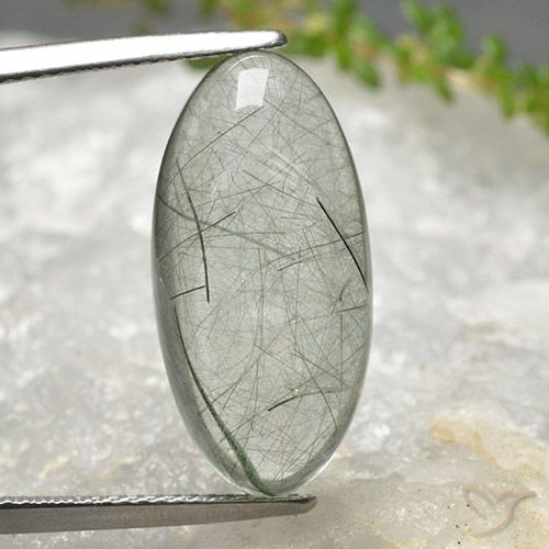 11.39ct Naturale Verde chiaro Quarzo rutilo, Ovale, Trasparente