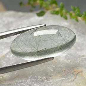 Quarzo rutilo Verde chiaro naturale da 11.39 ct, Ovale, Trasparente