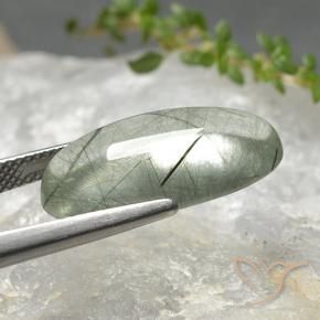 Quarzo rutilo Verde chiaro naturale da 11.39 ct, Ovale, Trasparente