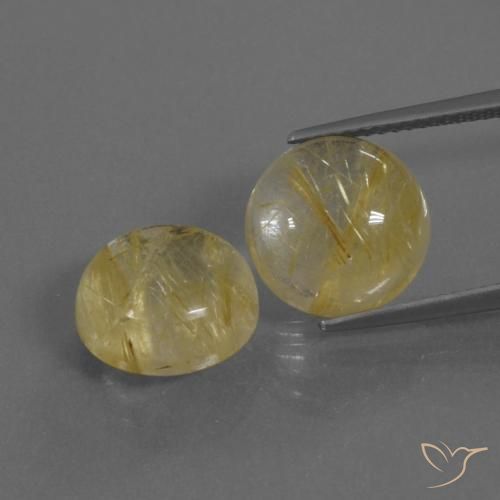 10.74ctw Naturale Oro medio Quarzo rutilo, Rotondo, Trasparente