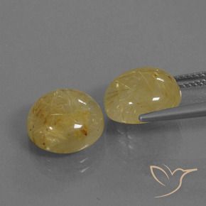 Gemme di Quarzo rutilo Giallo medio naturale da 10.91 ct, Rotondo, Trasparente