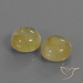 Gemme di Quarzo rutilo Giallo medio naturale da 10.77 ct, Rotondo, Trasparente