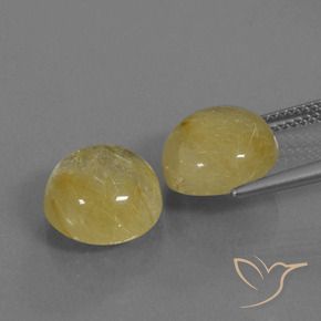 Gemme di Quarzo rutilo Giallo medio naturale da 10.77 ct, Rotondo, Trasparente