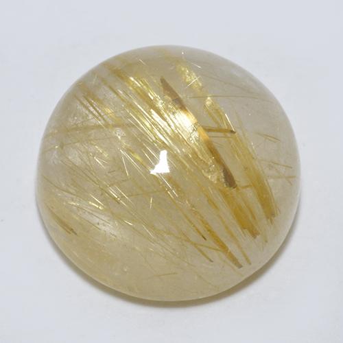 Quarzo rutilato naturale giallo da 5,86 ct, taglio rotondo, trasparente