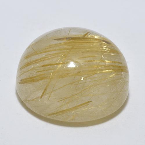 Quarzo rutilato naturale giallo da 5,86 ct, taglio rotondo, trasparente