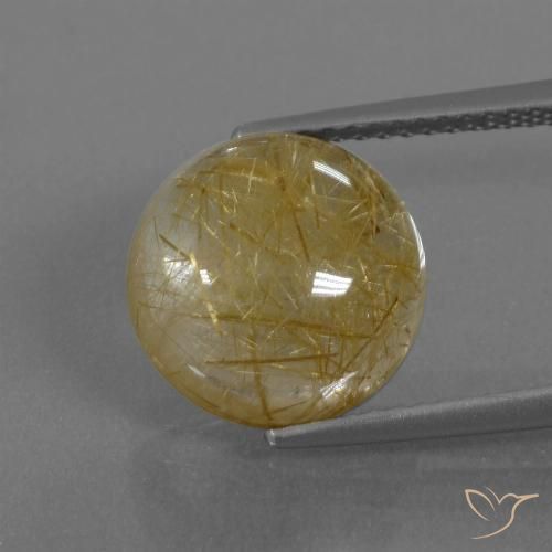 5.64ct Naturale Marrone Dorato Molto Chiaro Quarzo rutilo, Rotondo, Trasparente