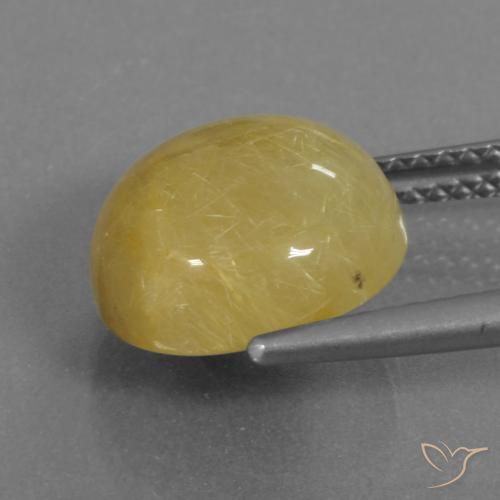 Quarzo rutilo Giallo dorato naturale da 5.34 ct, Rotondo, Traslucido