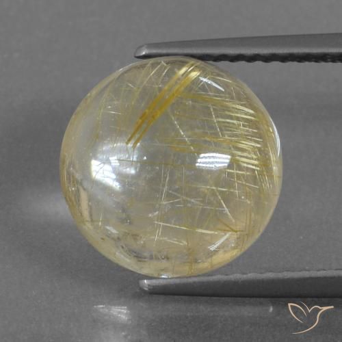 5.62ct Naturale Giallo chiaro Quarzo rutilo, Rotondo, Trasparente