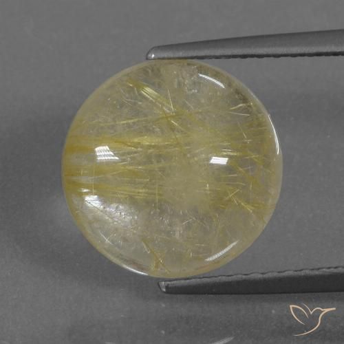 4.74ct Naturale Giallo terroso chiaro Quarzo rutilo, Rotondo, Trasparente