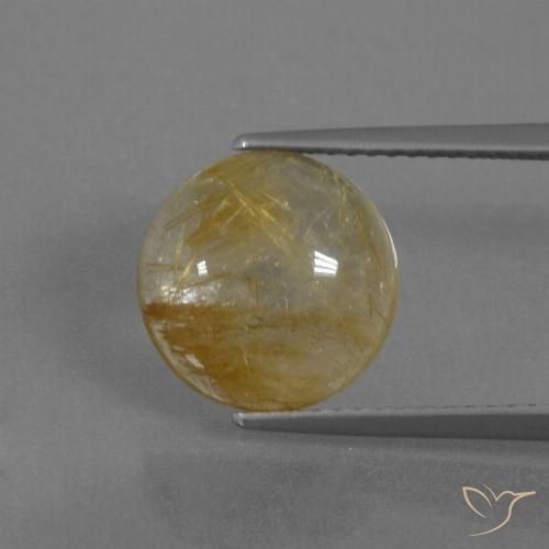 Quarzo rutilo Giallo terroso naturale da 4.34 ct, Rotondo, Trasparente