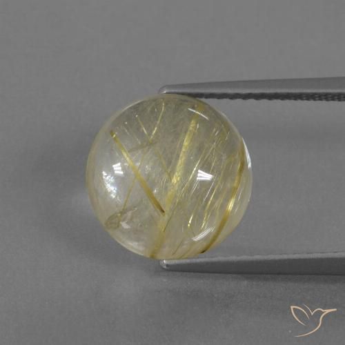 4.56ct Naturale Giallo pallido Quarzo rutilo, Rotondo, Trasparente